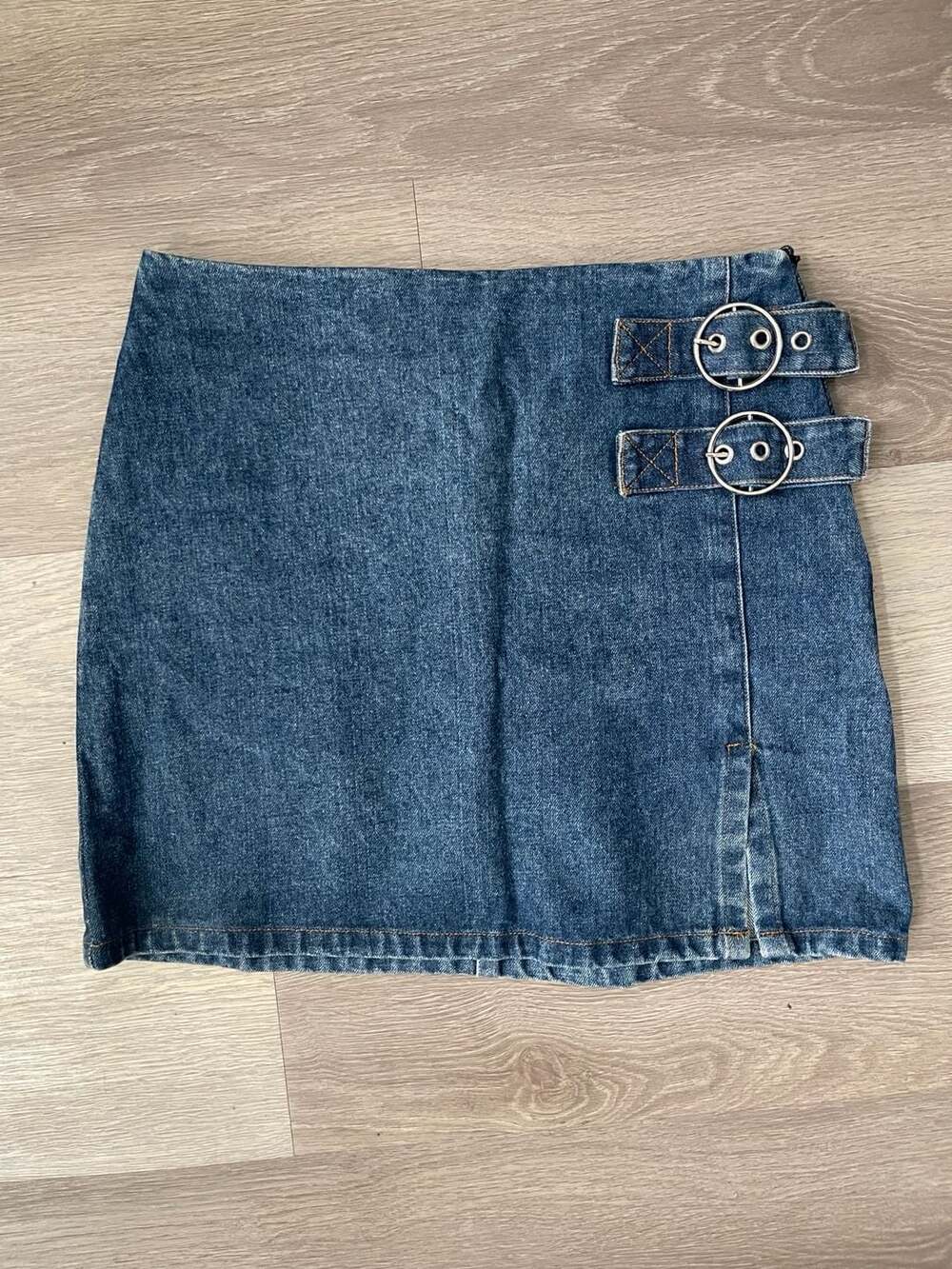 Emory Park Denim Mini Skirt Size S Buckle Detail